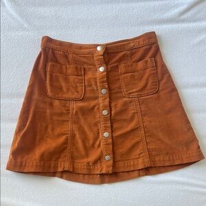 Urban Outfitters A-Line Corduroy Skirt in Warm Orange